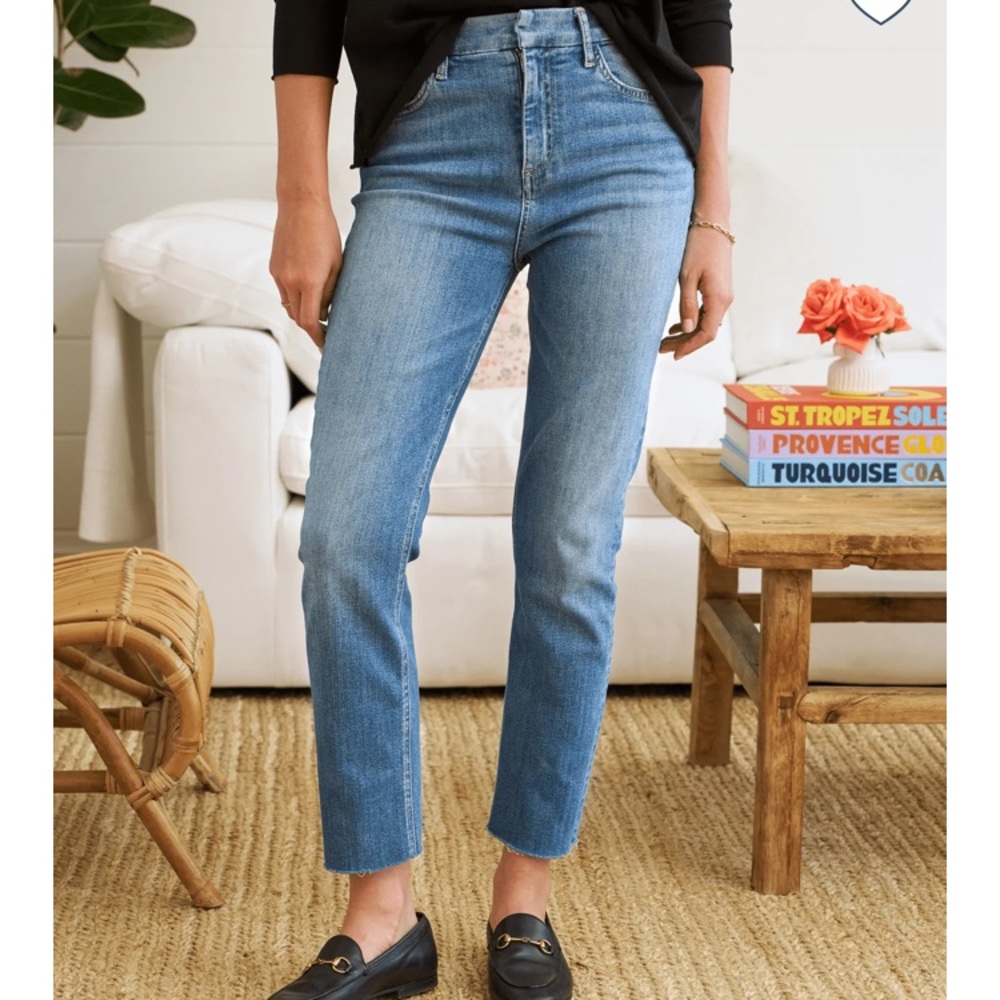 Frank & Eileen Derry Signature Ankle Jeans High Rise Raw Hem Medium Wash Size 25